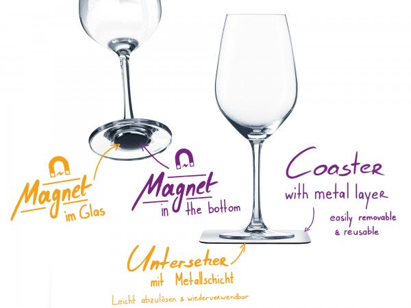 2 x Magnet-Kristallgläser WEIN (0,25 l) + 2 x Metall-Nano-Gel-Pads - Boatcamper